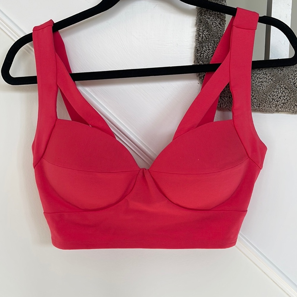 Pink Bebe zipper back crop top